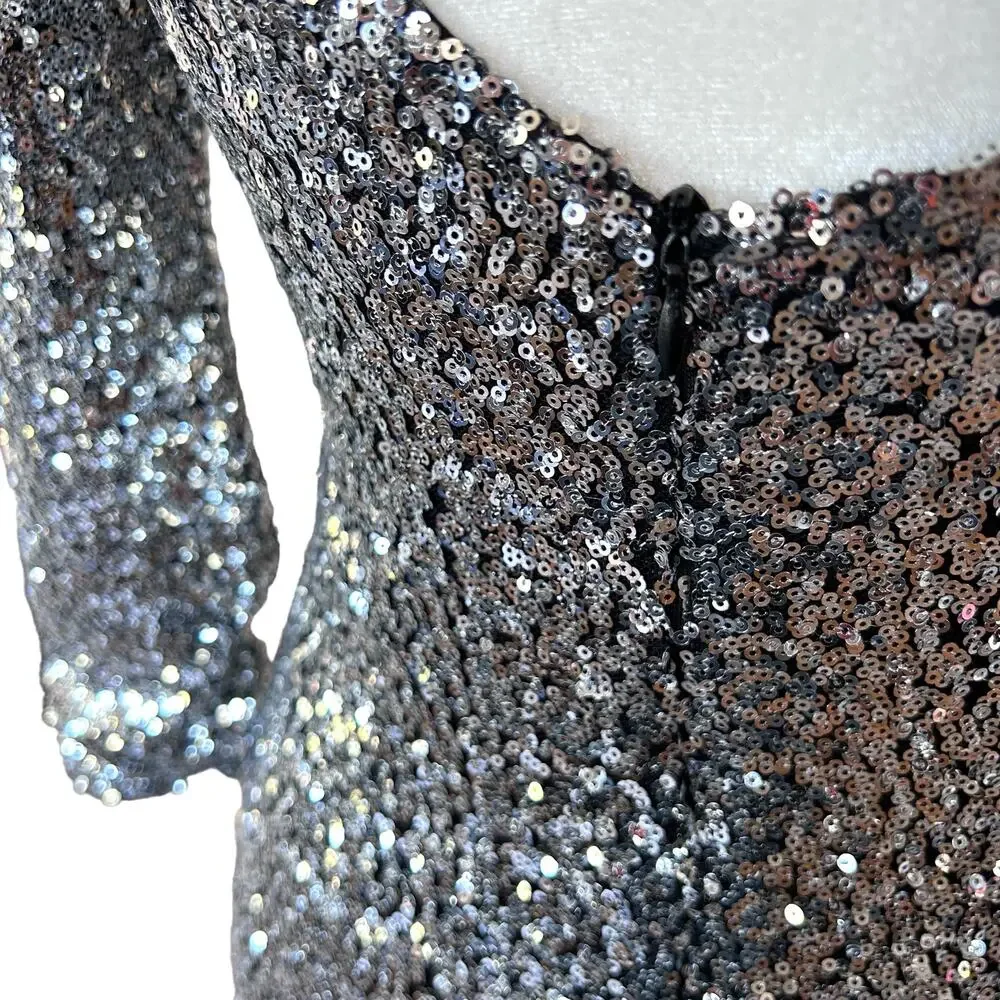 Windsor Sequin Dress Womens Small Silver Mini‎ Bodycon NYE Holiday Glam Party